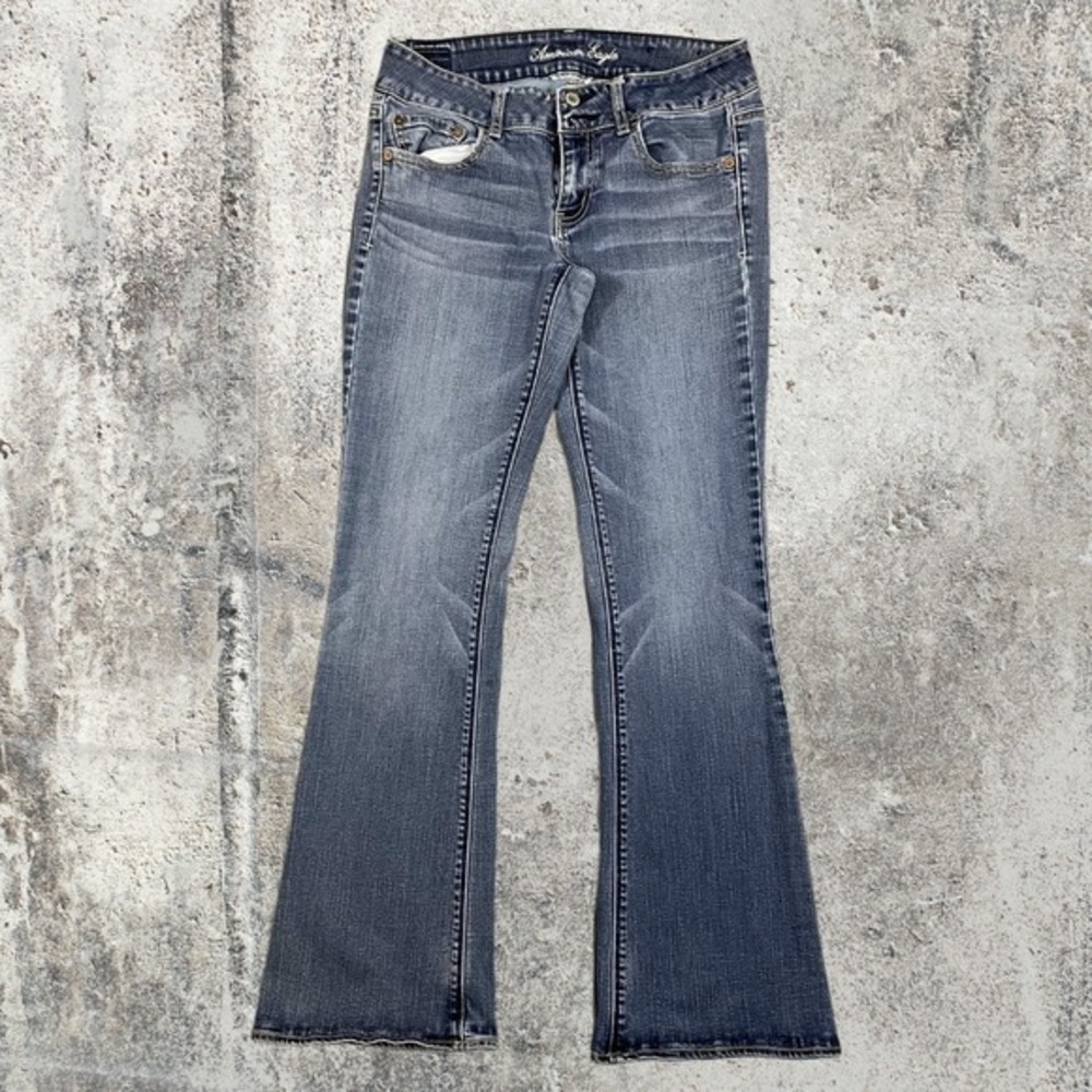 American Eagle‎ Artist Flare Jeans Womens 8 Medium Wash Super Stretch Low Rise